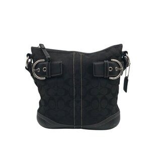 Coach Black Signature Jacquard Sateen Shoulder Bag